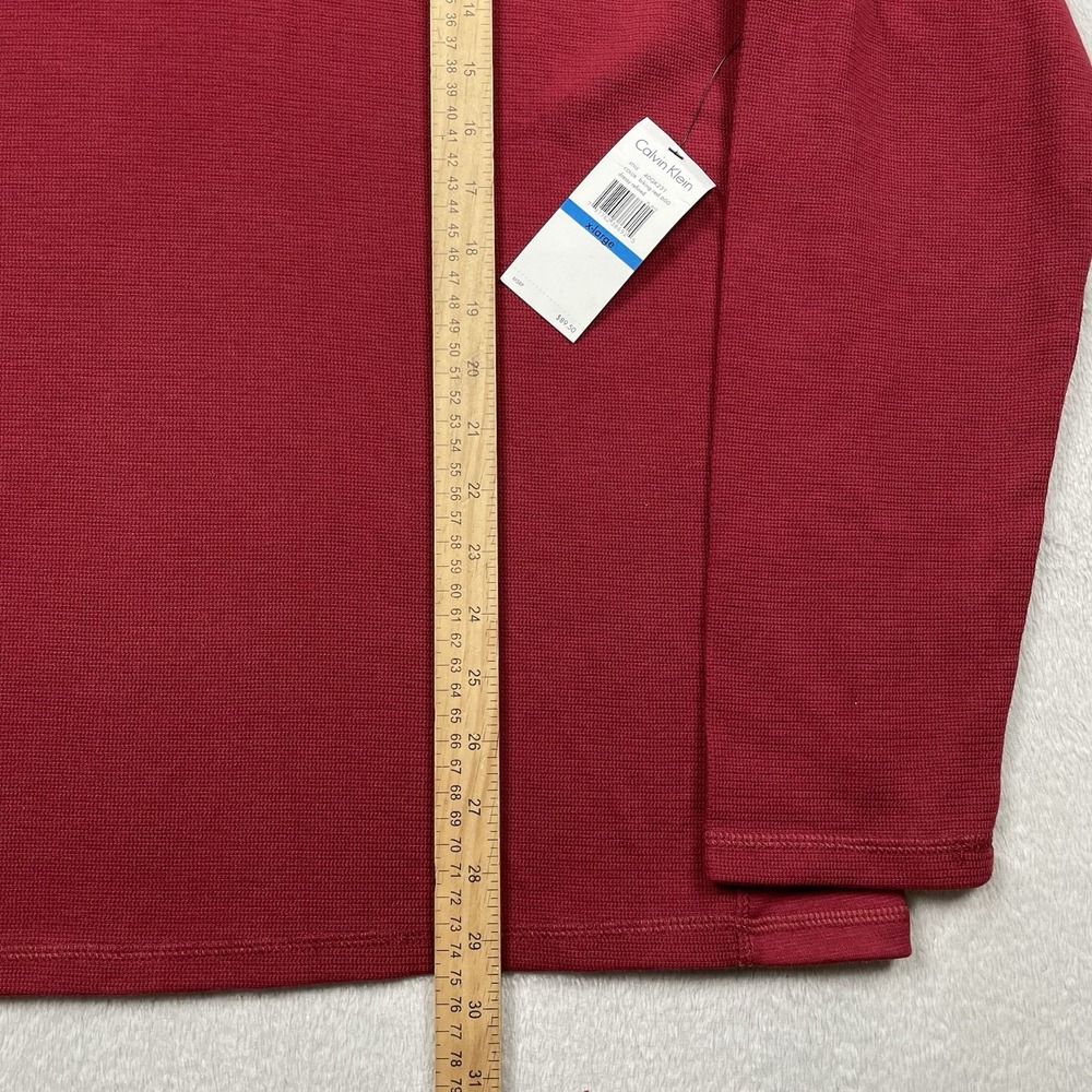 New Calvin Klein Sweater Mens XL Red Shawl Collar Preppy Winter Stretch Dressy - Picture 4 of 7